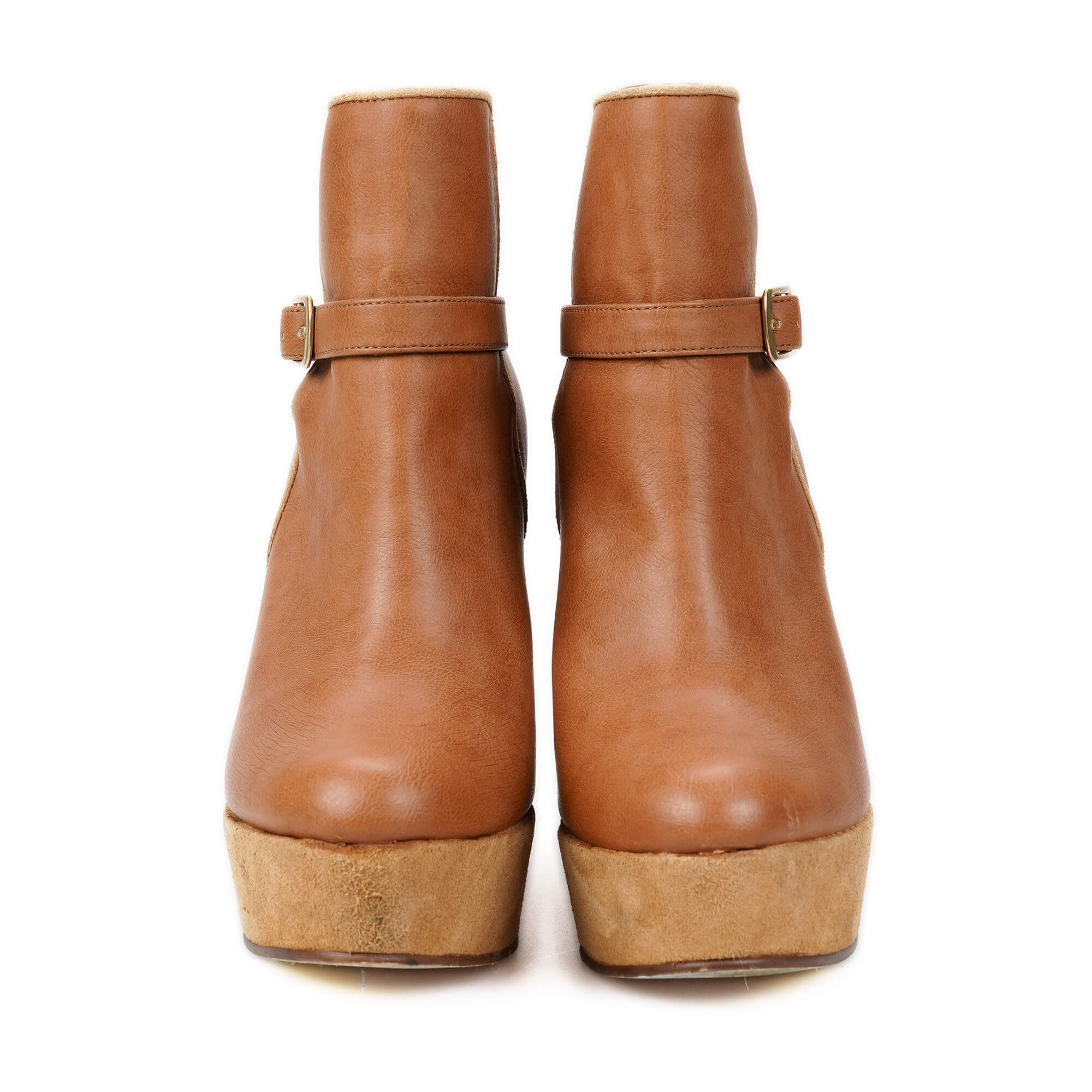 Stella McCartney - Tabac Leather Wedge Boots